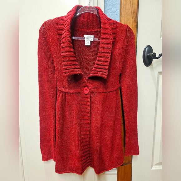 Red Cardigan Sweater - Picture 1 of 3